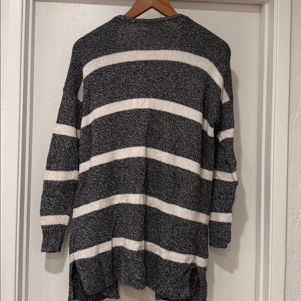 Madewell Charcoal and Cream Striped Cardigan Sz XS - Picture 7 of 8